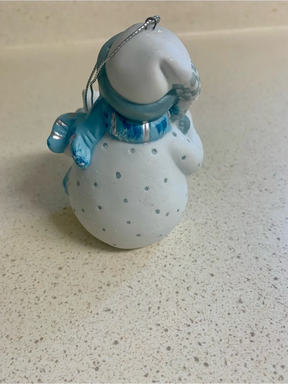 Festive Blue, White & Silver Snowman Ornament Set of 4 - Home Holiday
